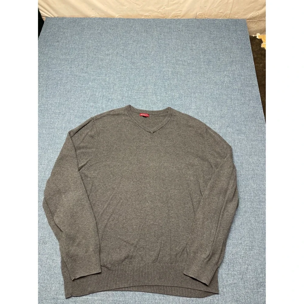 Merona Mens V-Neck Sweater Gray Long Sleeve Knit Pullover XXL